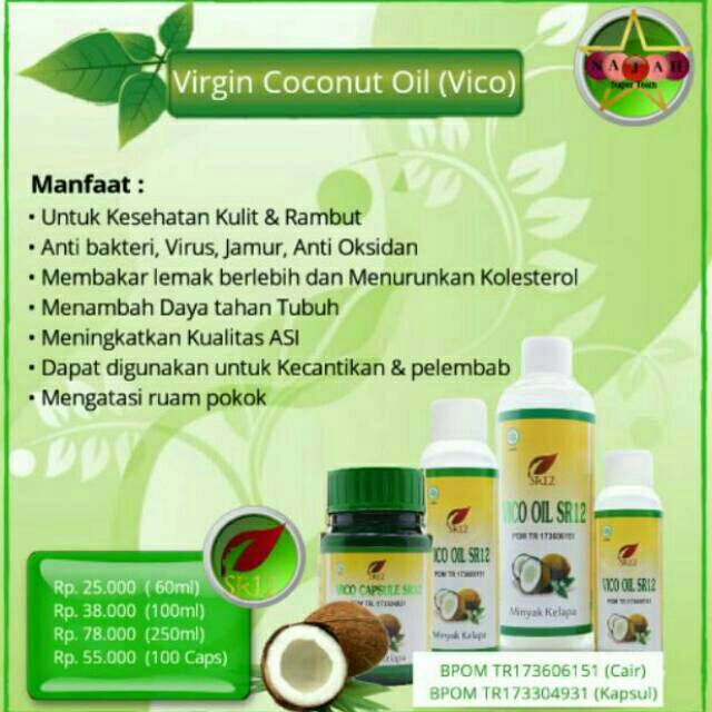 

VICO SR12 / VIRGIN COCONUT OIL / MINYAK KELAPA MURNI