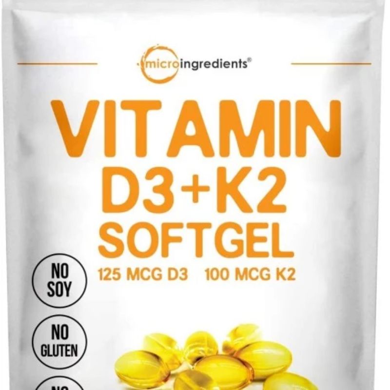 Micro Ingredients Vitamin D (D3) 5000IU + K2 (300 soft-gels) ( Vitamin D 5000 IU ) MicroIngredients