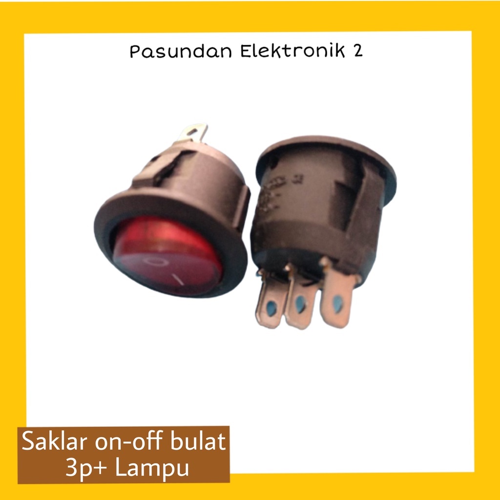 Switch/ Push / Rocker / Saklar Bulat ON OFF + Lampu