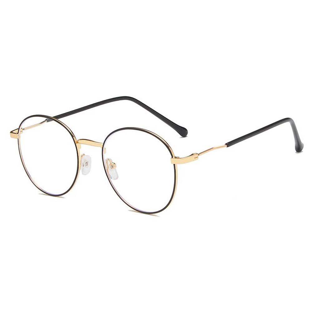 Mxbeauty Kacamata Bingkai Bulat Gold Pria Kacamata Anti Radiasi Komputer Eyewear Lensa Bening Gaya Korea Anti Blue Light Glasses