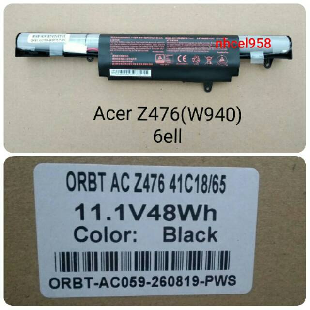 ✅Baterai Acer Z476 Original Tanam