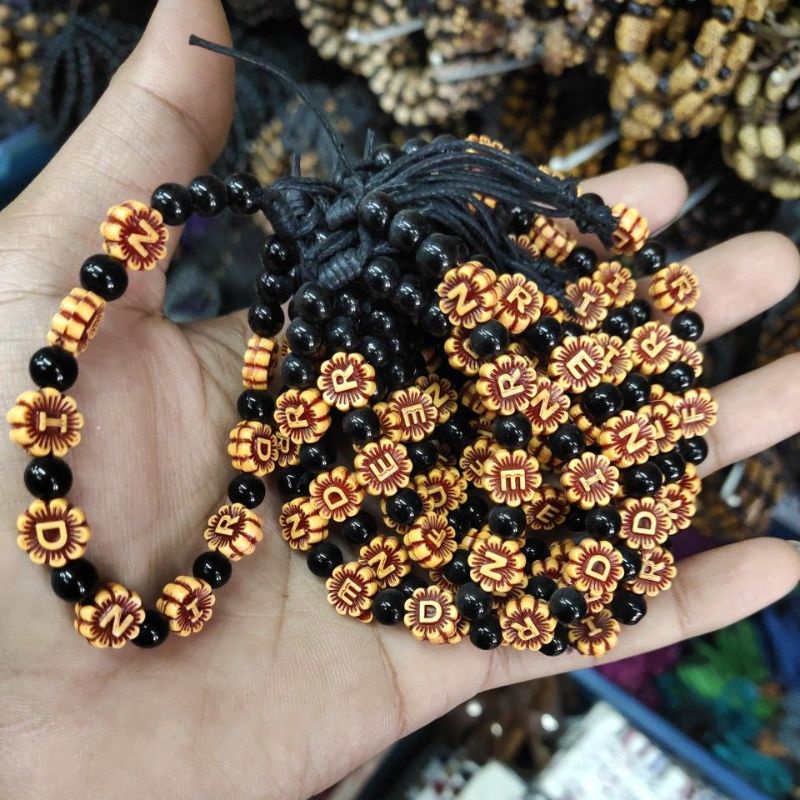 Gelang Tangan Kayu Batu Lusinan isi 12 pcs