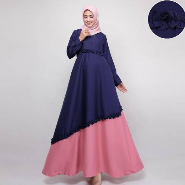 ZANZEA Dress Maxi Longgar Moscrepe Wanita O-Neck Lengan Panjang Batwing Warna Polos Maxi Busui XL