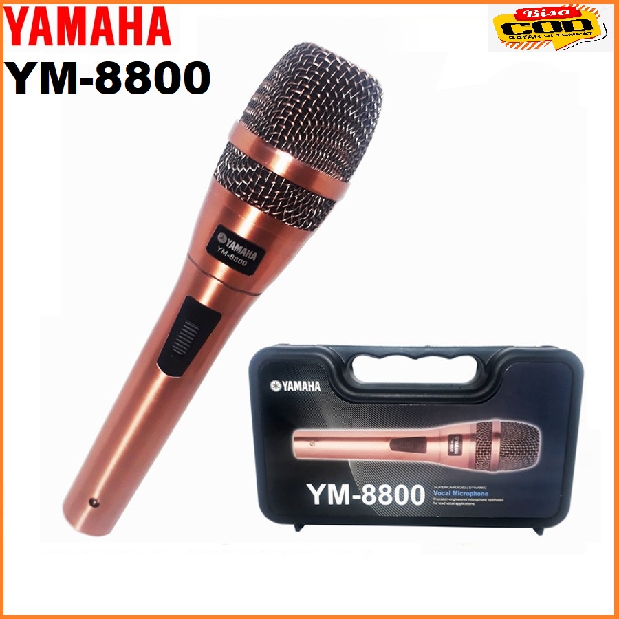 Mic Yamaha Microphone Kabel YM 8800 Super Body Besi Plus koper - GOLD- suara mantap