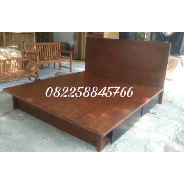 Dipan Plus Laci Ranjang Tempat Tidur Minimalis Bahan Kayu Jati