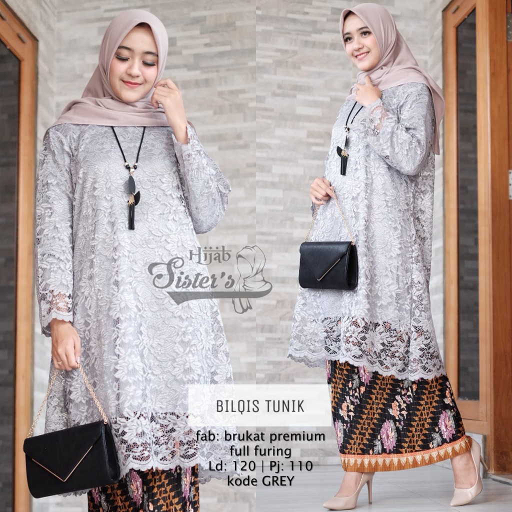 BILQIS TUNIK BROKAT GREY