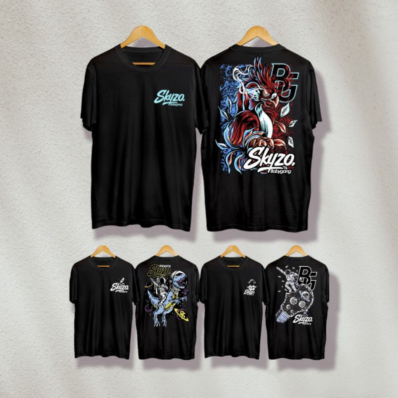 Kaos distro pakaian pria oblong skyzo baby gang terbaru simpel kekinian  termurah gambar depan belak