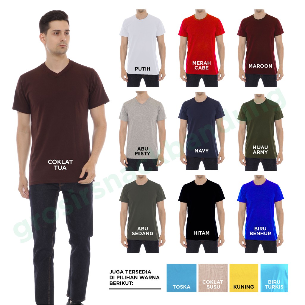KAOS POLOS KATUN V NECK PRIA / Kaos Cowok / Kaos Cowo Adem Halus Katun Combed 30s / Man Basic Tee