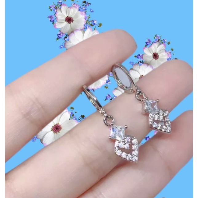 ANTING WANITA DESAIN MUTIARA BERLAPIS EMAS 18K ASLI IMPOR ANTI KARAT-SILVER