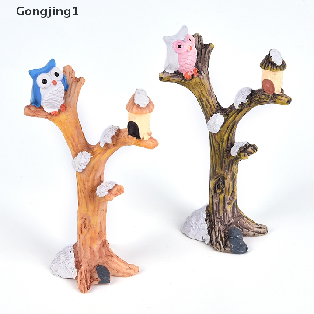 Gongjing1 Miniatur Burung Hantu Bahan Resin Untuk Dekorasi Taman Minifairy Gardenrumah DIY