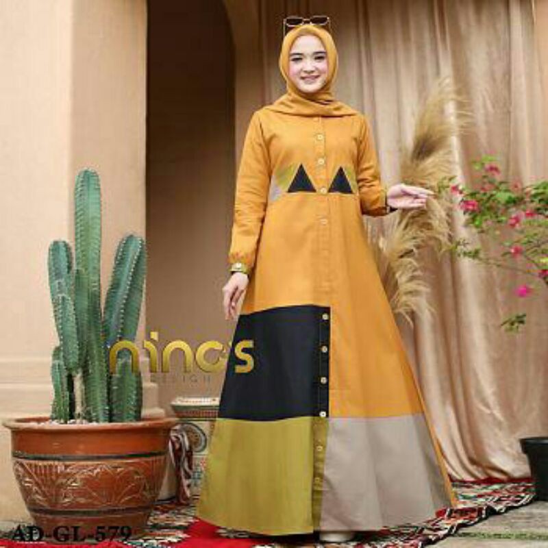 Promo Murah   Maxi Dress Gamis Katun Toyobo Wanita Nina Maxy   Termurah Kekinian
