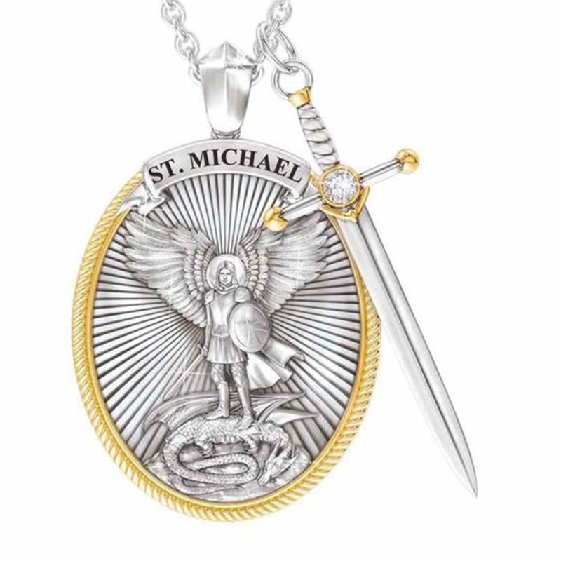 Patron Saint Kalung Rantai Dengan Liontin Michael The Archangel Untuk Wanita