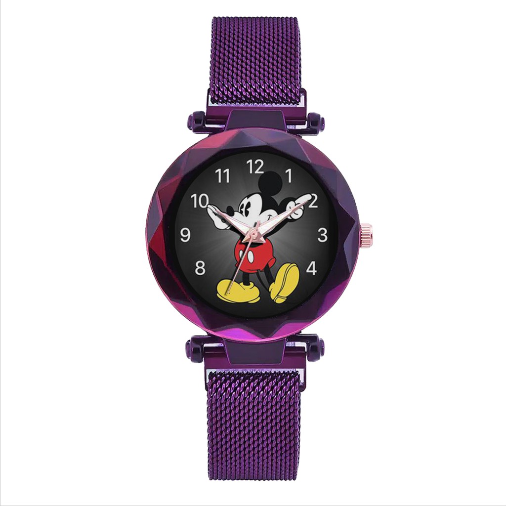 Jam Tangan Wanita Custom - MICKEY MOUSE MOTIF 1 Free Box &amp; Batre Cadangan