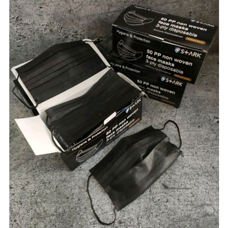 Masker Earloop Hitam (Stark) 1 box/ 50 pcs