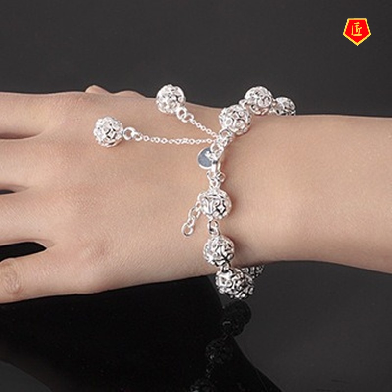 [Ready Stock]Silver Hollow Exquisite Ball Bracelet