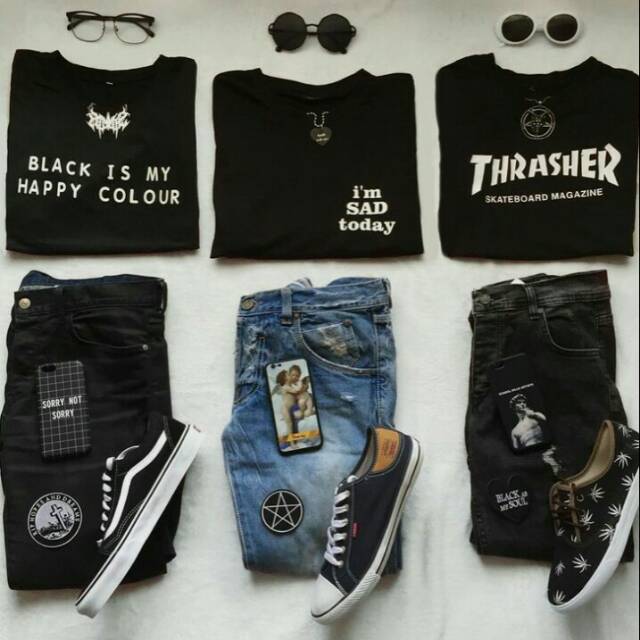 NEW COLLETION CIREBON_CLOTH| BLACK IS MY HAPPY COLOUR|  I'M SAD TODAY | THRASHER TEE