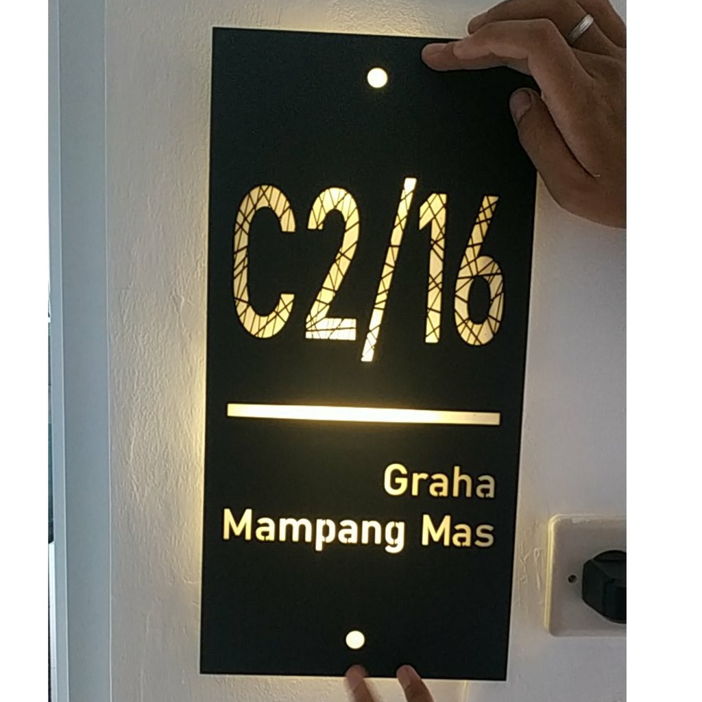 Papan Nomor Rumah | Nomor Rumah Akrilik Lampu LED Minimalis Modern