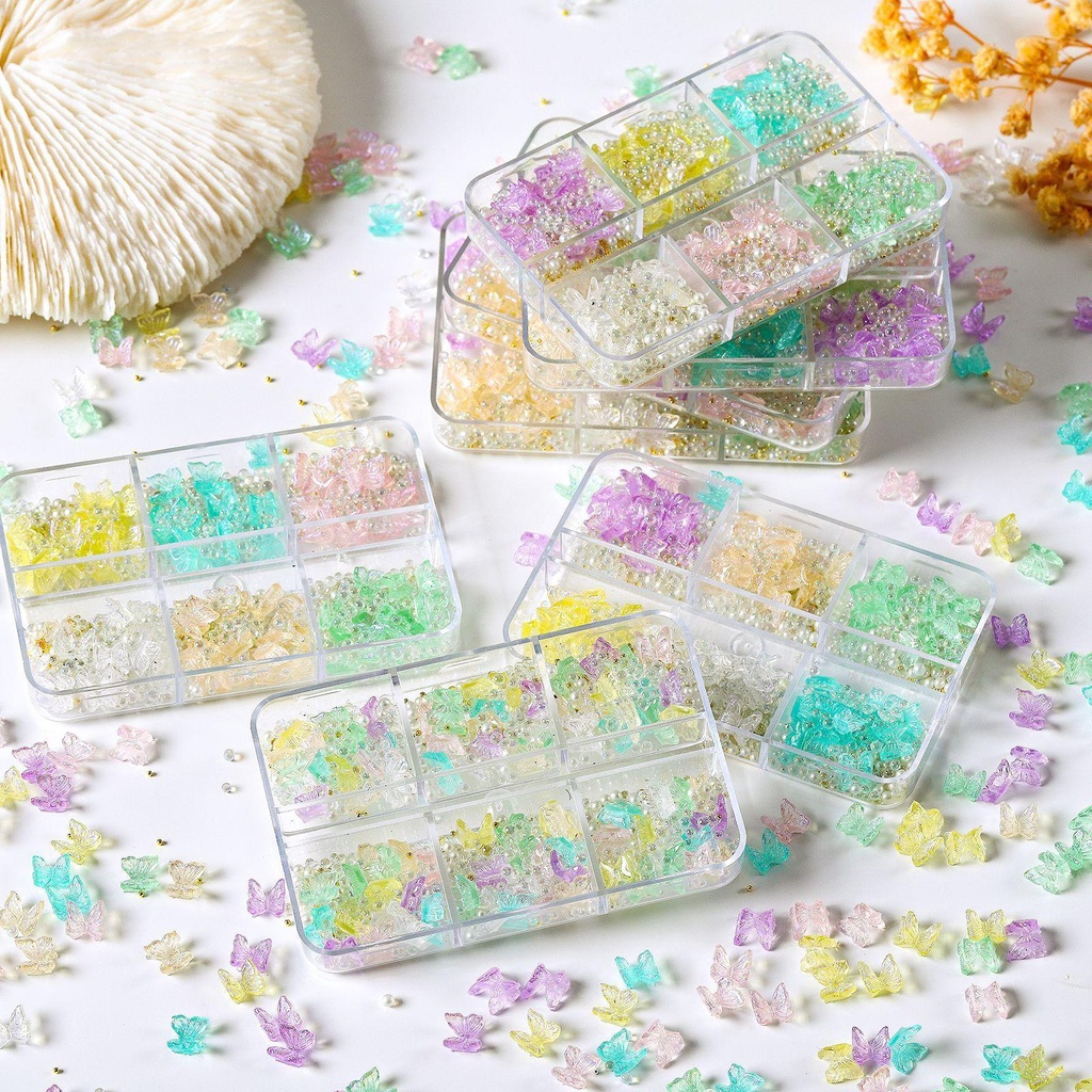 MXBEAUTY Kupu-kupu Kuku Perhiasan DIY Warna-Warni Gaya Jepang Nail Art Aksesoris Aurora Glitter Manicure DIY Dekorasi Kuku