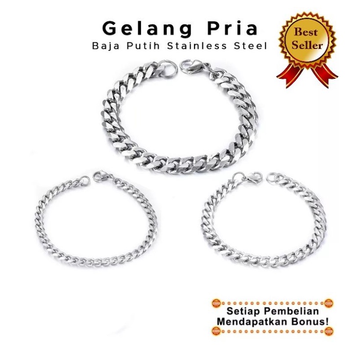 Cod gelang stainlis pria keren.  gelang baja pria keren