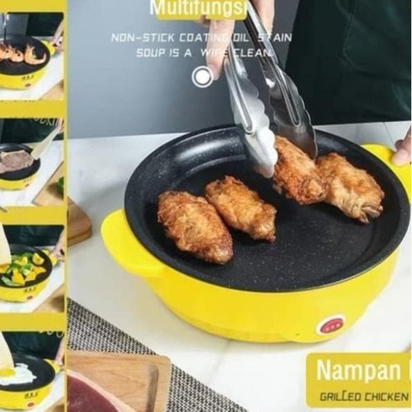 Korean Pan Fried 22 cm Lesindo Multifungsi Panci BBQ Grill Electric Bulgogi Pemanggang Listrik