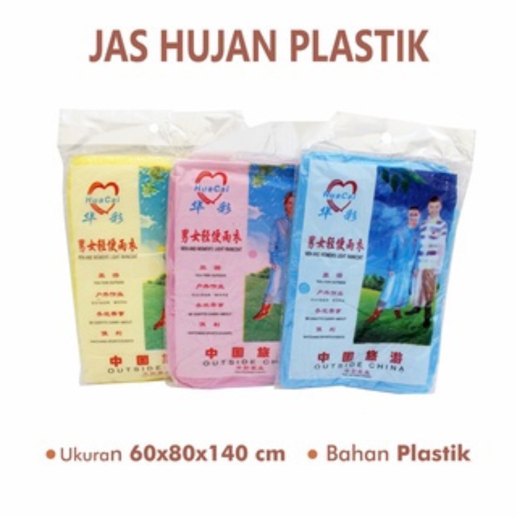 Jas Hujan Plastik Darurat Lengan Panjang Sekali Pakai