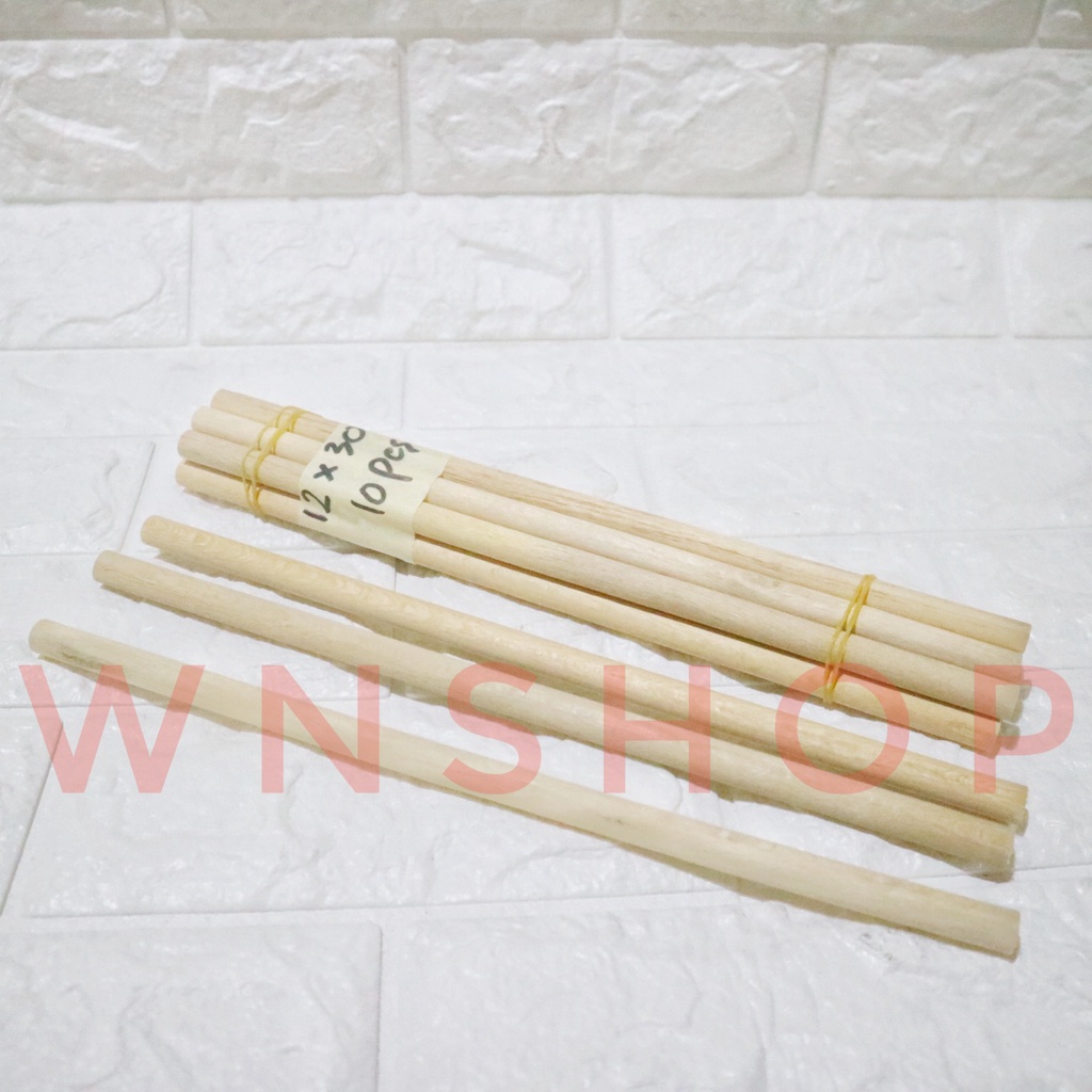 Dowel Kayu 12 mm Panjang 30 cm Dowel Kayu Stik Bulat Bukan Kayu Jati Belanda 12mm x 30cm