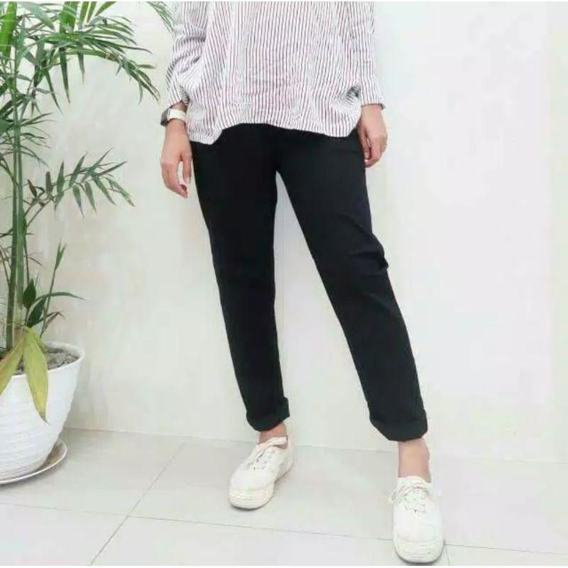 celana cewek baggy pants twill combet ( halus+tebal)