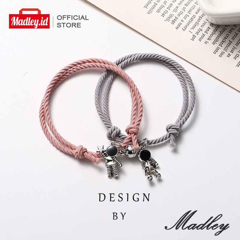 MAdley Bracelet Couple Magnet 2Pcs Gelang Pasangan Astronot Sahabat Pria & Wanita Bestie