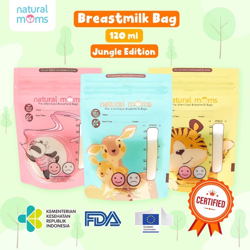 NATURAL MOMS Kantong Asi 100 / 120 / 150 ML isi 30 pcs Breastmilk Storage Bags Thermal Sensor