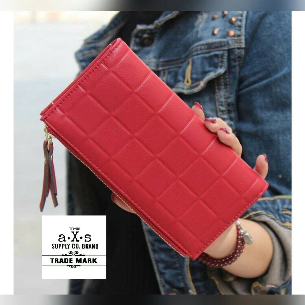 Dompet Wanita Embos Murah Bahan Taiga 20x10 Warna Fanta Navy Pink Hitam Merah Abu ( Hijau Kosong )