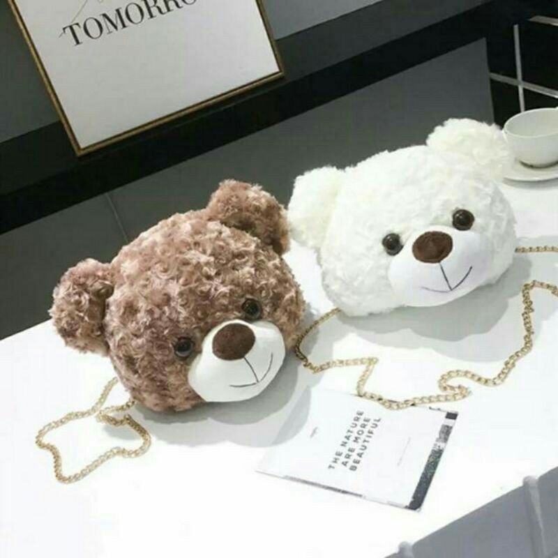 Tas Wanita Lucu - Tas Boneka Teddy Bear Tas Anak sampai dewasa Bahan Bulu Import BISA COD