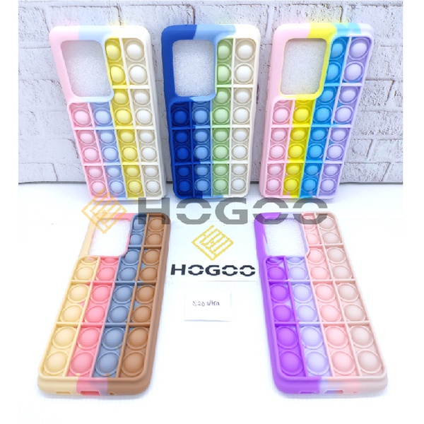 HOGOO SILICONE CASE POP IT SAMSUNG S20 ULTRA - CASE PENGHILANG STRESS PUSH IT BUBBLE CASE RAINBOW