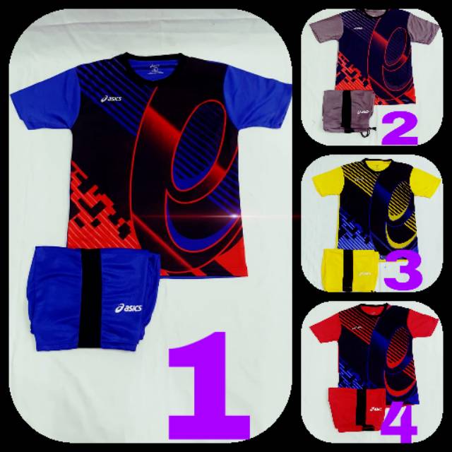 ( ASICS 002) Kaos futsal voli basket setelan jersey bola printing