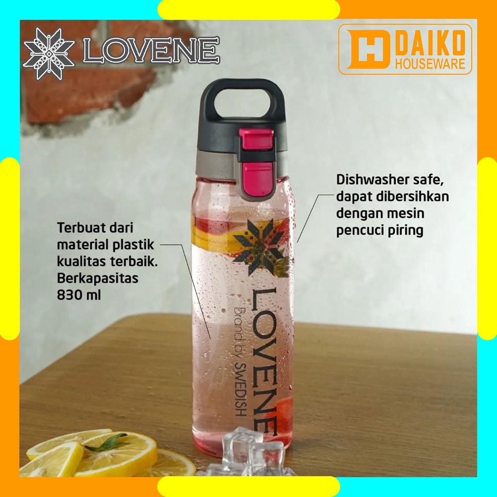 Botol Minum Lovene 830 ML - Water Bottle Top Handle Multi Color