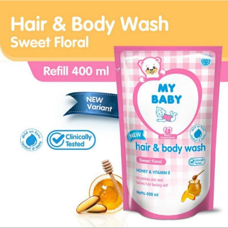 My Baby Hair &amp; Body Wash Pump 385ml &amp; Refill 400ml