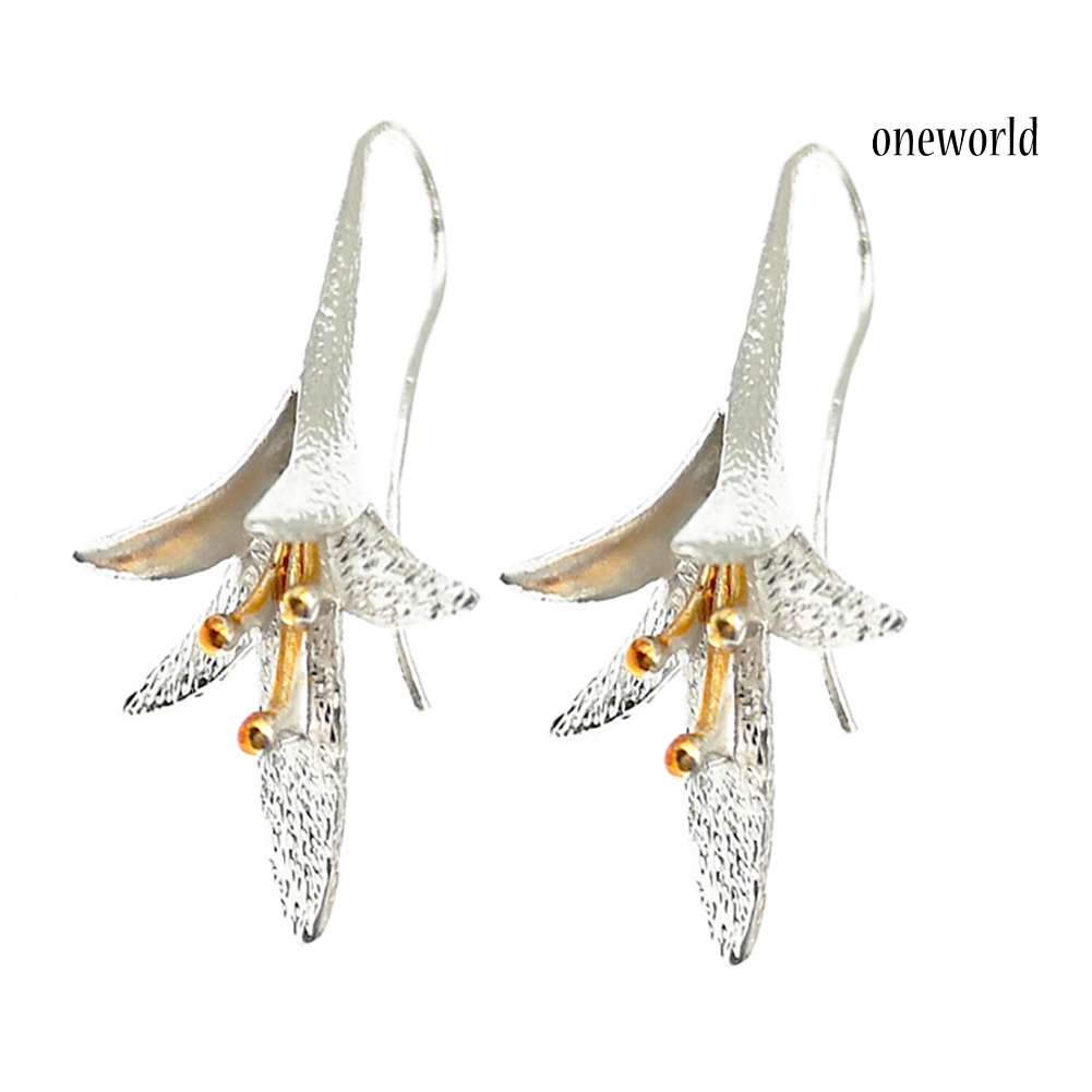 OW@ Evening Party Vintage Lily Flower Dangle Women Ear Hook Earrings Jewelry Gift