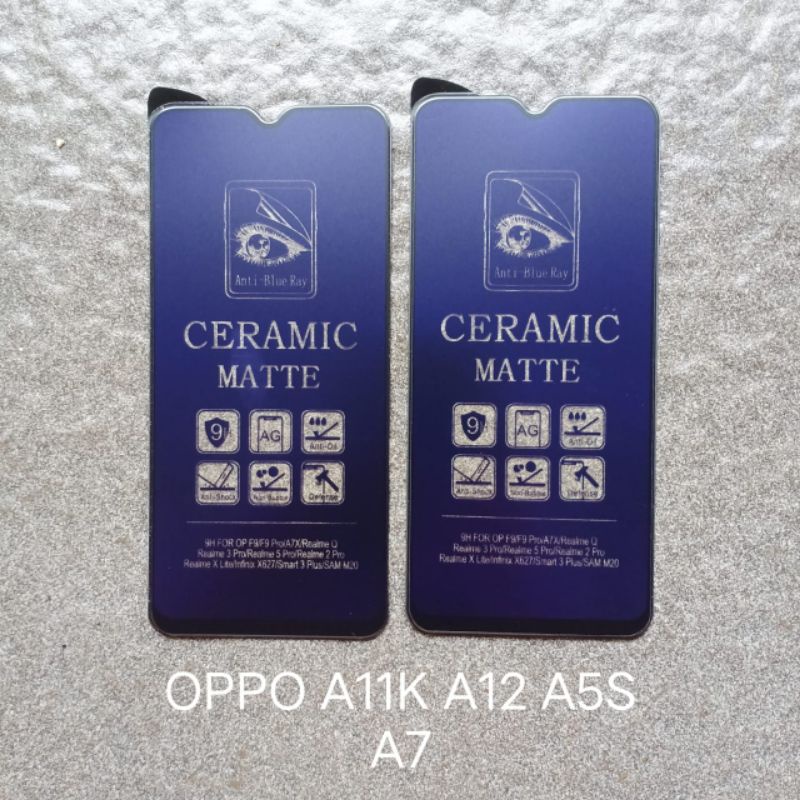 Tempered glass Ceramic Oppo A5S A7 A12 A11K . F9 F9 PRO Realme 2 PRO U1 . Reno 1 anti gores kaca screen guard pelindung layar