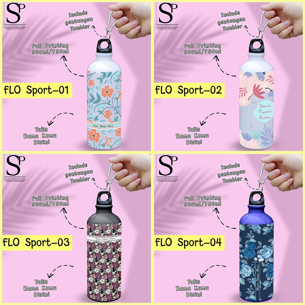 Tumbler Bunga Botol Minum Sport Motif Bunga