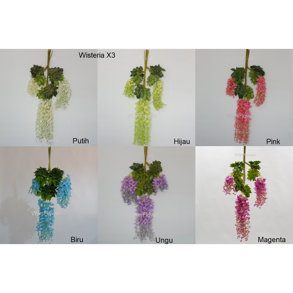 WANFlower Bunga Juntai Wisteria X3K * Magenta (perTangkai) P1,1M