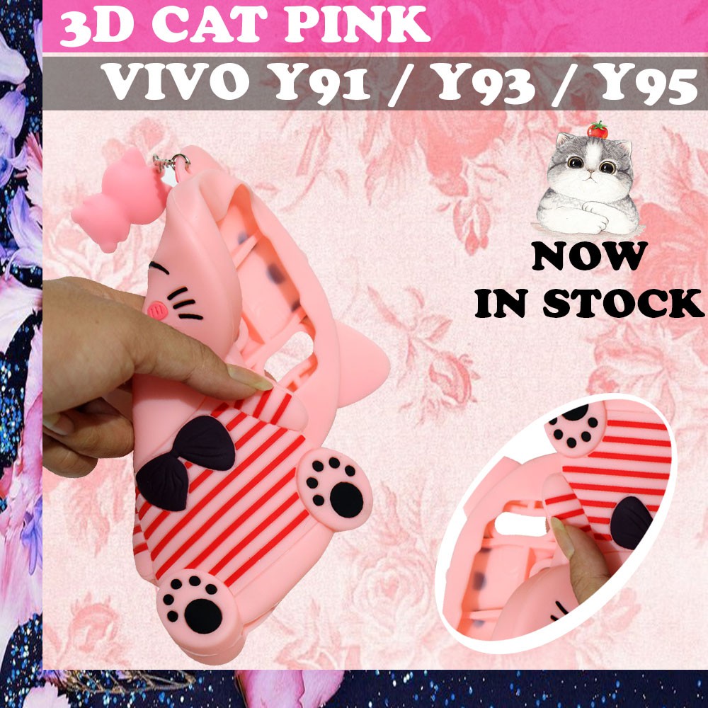 Softcase 4D Xiaomi Redmi Note 8 Pro Silikon 3D Pink Cat Lucky Cat / Silikon Case Soft Case-kucing pink