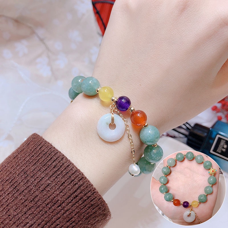 Gelang Giok Chalcedony Gaya Vintage Untuk Wanita