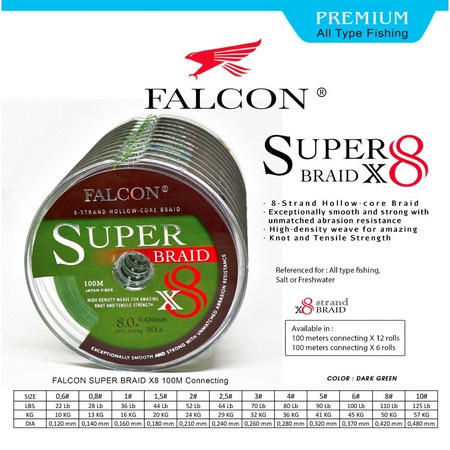 Senar PE FALCON Super Braid X8 -100 meter