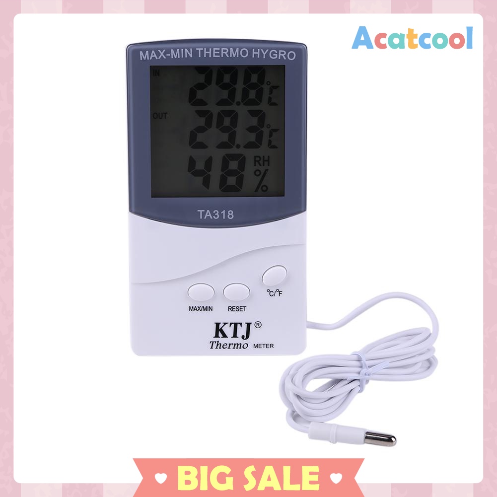 TA318 Indoor Outdoor Digital LCD Thermometer Hygrometer Humidity Meter