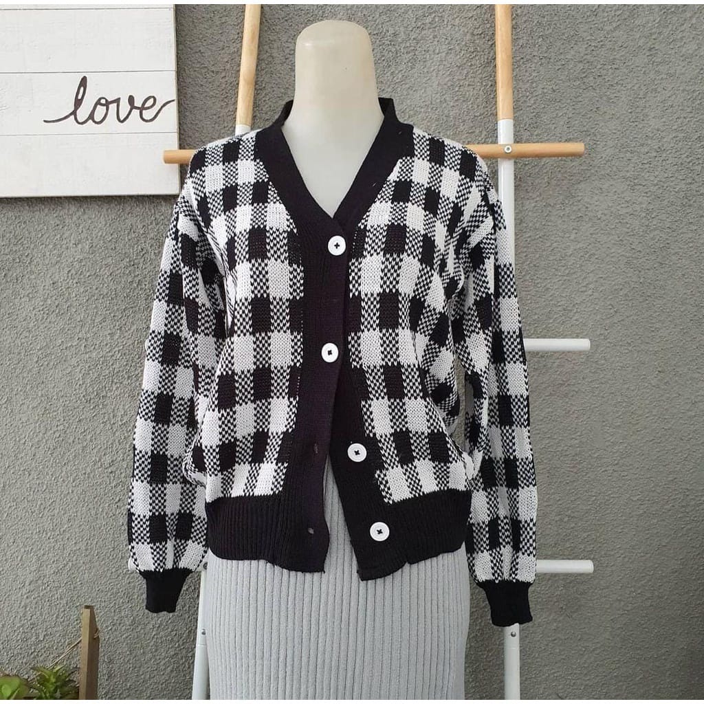 Cardigan Kotak- Kotak OVERSIZE PREMIUM /CARDYGAN WANITA