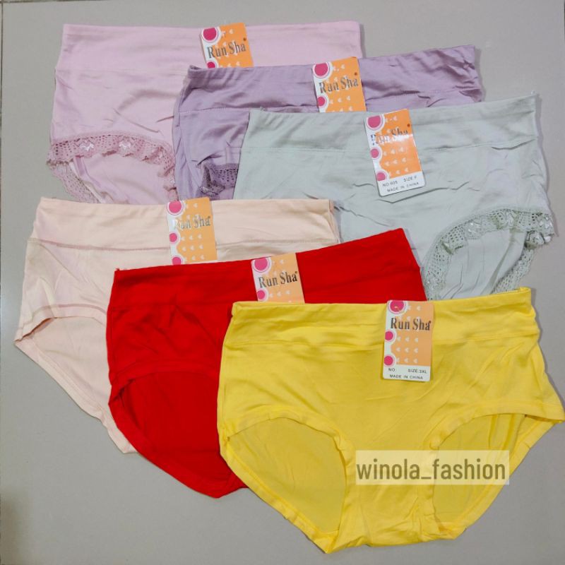 Celana Dalam/CD Wanita Fit To XXL BB 70kg Renda dan Polos Bahan Spandex - RUN SHA 1015/605