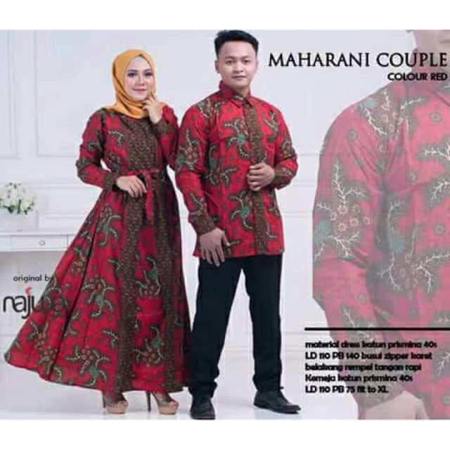 MAHARANI COUPLE MAHARANI COUPLE DRESS BATIK COUPLE GAMIS BATIK COUPLE KEMEJA ORI SHOFIYA LABEL