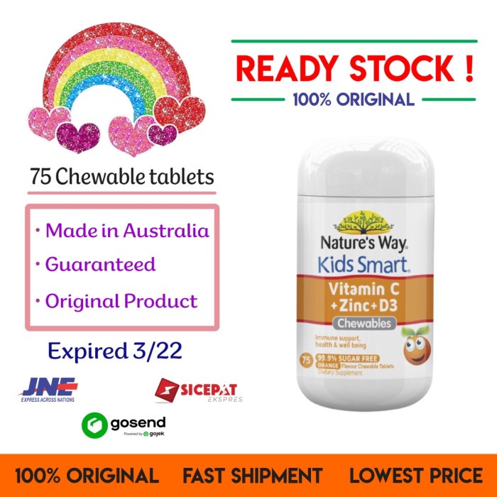 Nature'S Way Kid Smart Kidsmart Vitamin C Zinc D3 Anak 75 Chewable Vit Anak -
