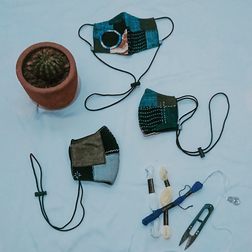 Masker Jeans Sashiko 3ply EXCLUSIVE Limited