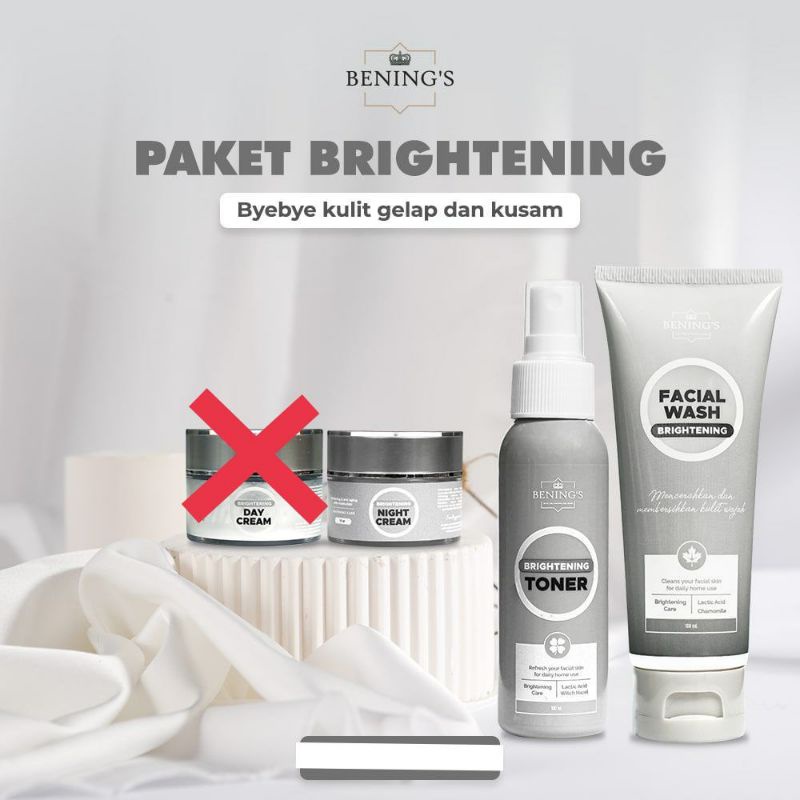 BENINGS SKINCARE BY DR.OKY PRATAMA PAKET BRIGHTENING (BENINGS CLINIC) BENING PAKET PENCERAH DAN GLOWING-PKT BRIGHT NO DAY