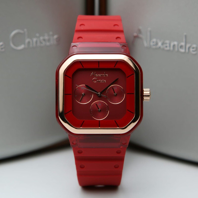 Jam Tangan Wanita/Cewek Alexandre Christie AC 2811 Rosegold Red.Original Garansi Resmi 1 Tahun